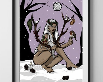 Yule Art Print Noël Hiver Art Spiritual Wall Art Yuletide