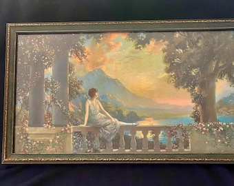 Vintage R Atkinson Fox Sunset Dreams Print 8x14 Romantic Landscape