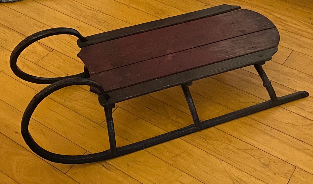 Antique Childs Sled Worn Red Paint - Etsy
