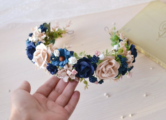 navy blue flower crown