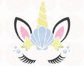 Mermaid Unicorn, Mermaid Unicorn SVG, Summer Unicorn, Mermaid SVG, Unicorn svg, Unicorn face svg, Unicorn clip art, Unicorn cut files Il_170x135