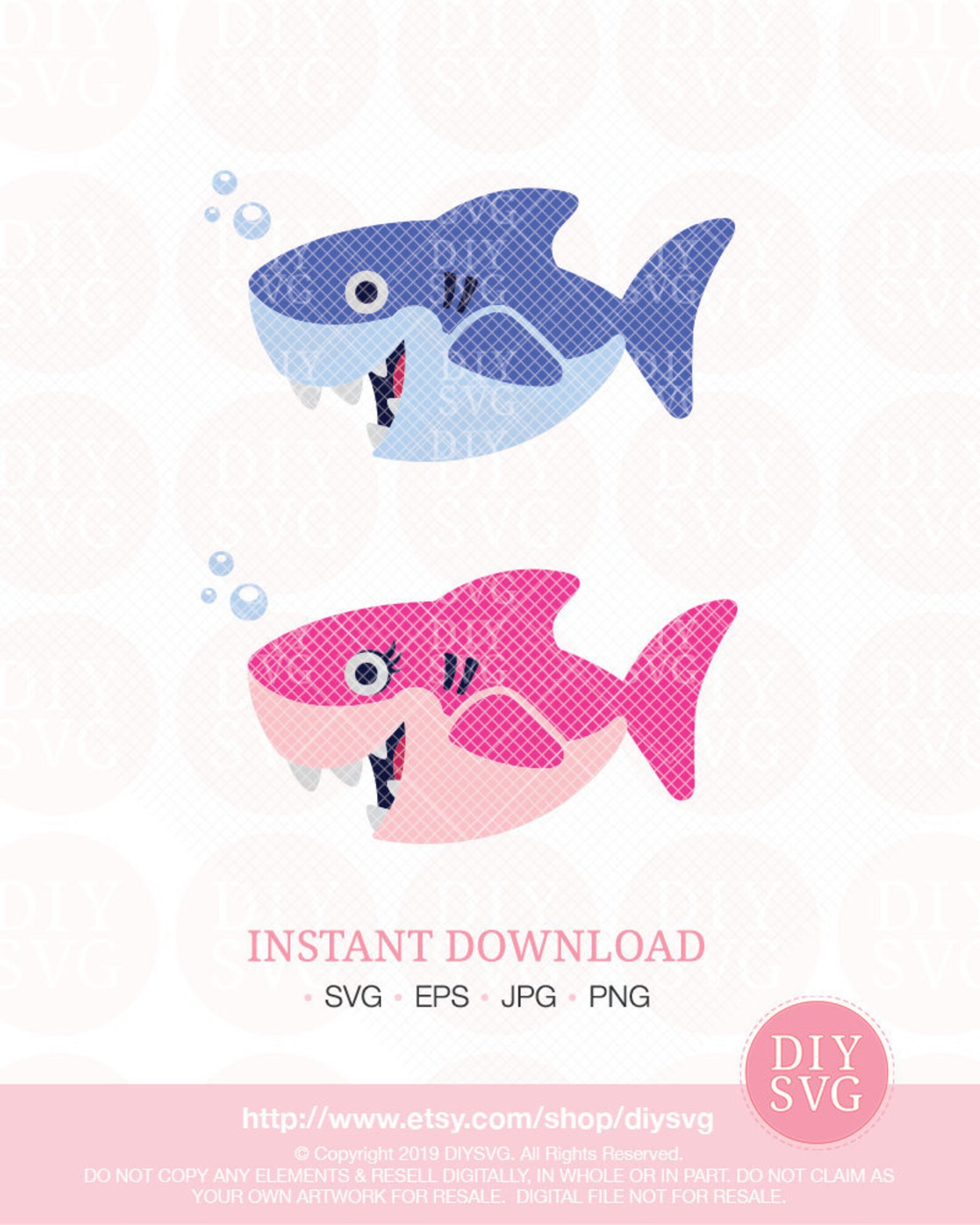 Baby Shark Mommy Shark Daddy Shark Shark Family Baby Shark - Etsy Hong Kong