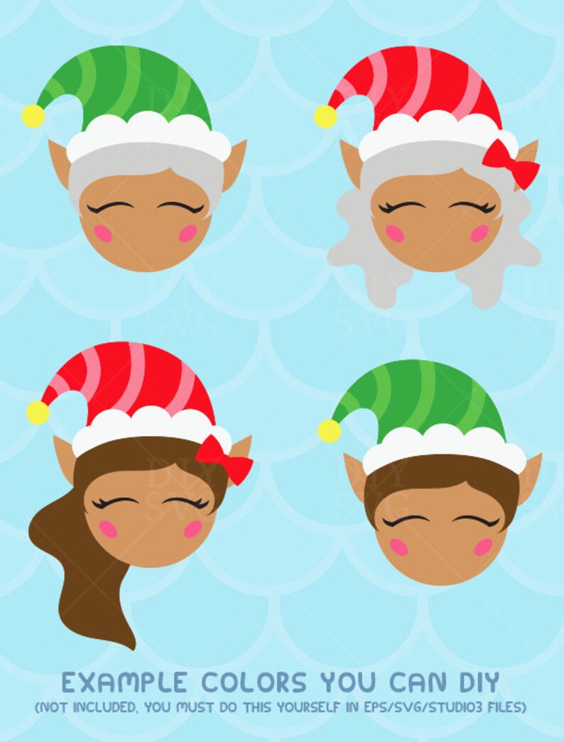 Elf face svg elf family svg elf clipart christmas elf elf cut | Etsy