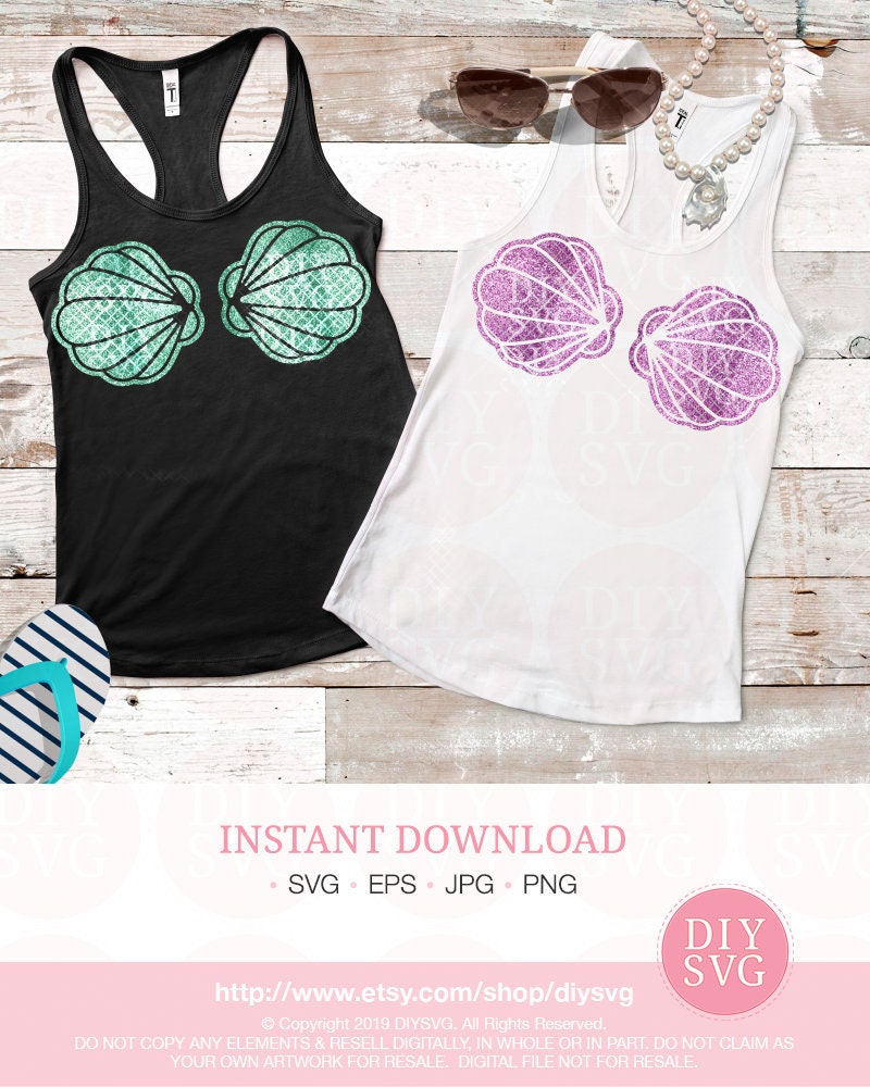 Mermaid Shell Bra SVG Files For Cricut, Cute Baby Girl Mermaid Shells Shirt  Design [svg dxf png eps pdf]