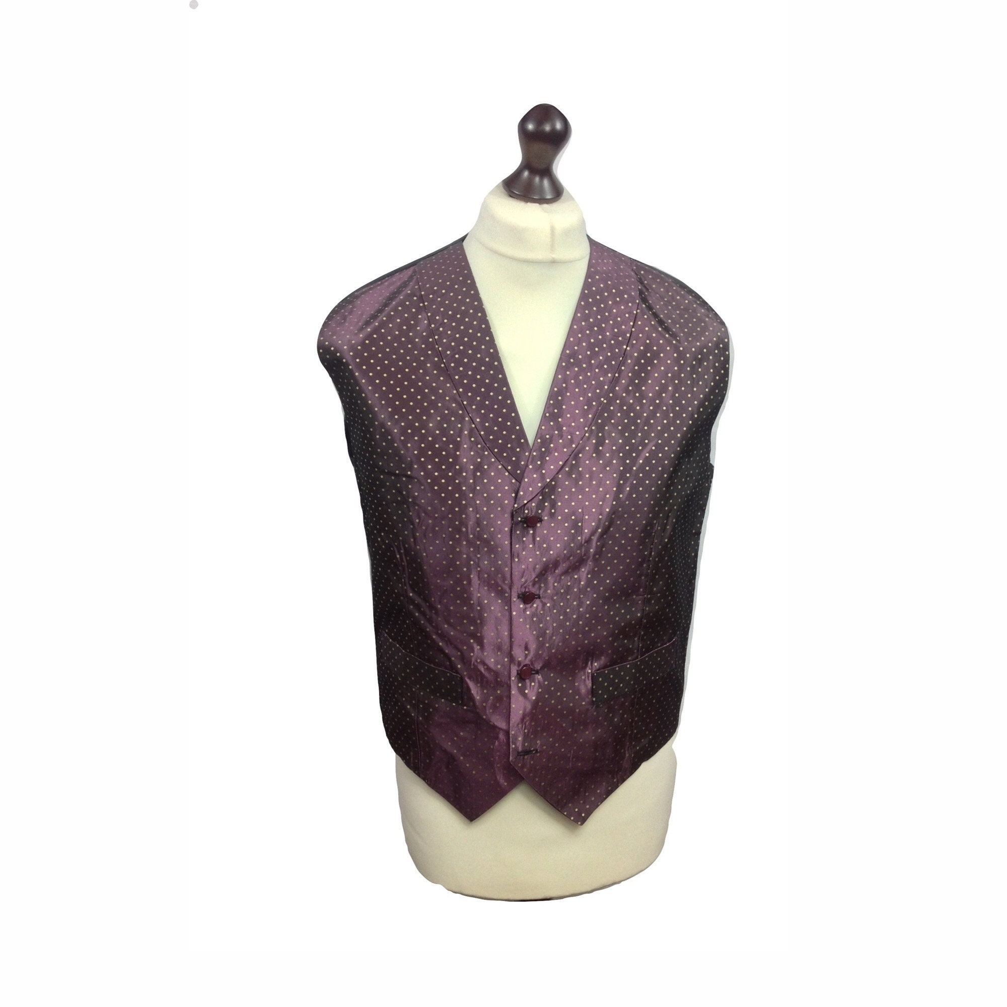 Image of Vintage Patterned Vest Waistcoat Poka Dots