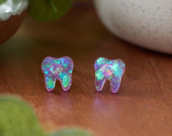 PURPLE TWINKLE | Tooth Earrings | Single Set | Dental Hygienist, Dental Assistant, Dentist, Student, Dental Gift