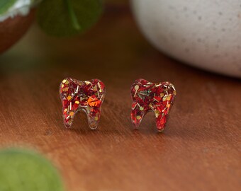 SCHOOL SPIRIT | Tooth Earrings | Single Set | Dental Hygienist, Dental Assistant, Dentist, Student, Dental Gift