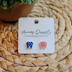 STARS & STRIPES | Tooth Earrings | Single Set | Dental Hygienist, Dental Assistant, Dentist, Student, Dental Gift