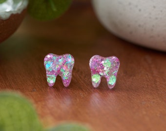 PINK CARNATION | Tooth Earrings | Single Set | Dental Hygienist, Dental Assistant, Dentist, Student, Dental Gift
