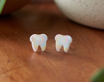 PASTEL TIE-DYE | Tooth Earrings | Single Set | Dental Hygienist, Dental Assistant, Dentist, Student, Dental Gift
