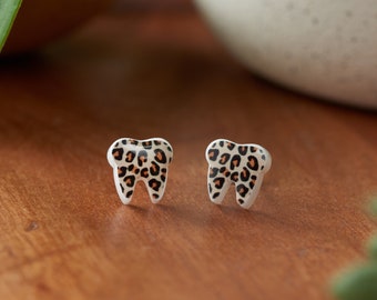 LEOPARD | Tooth Earrings | Single Set | Dental Hygienist, Dental Assistant, Dentist, Student, Dental Gift