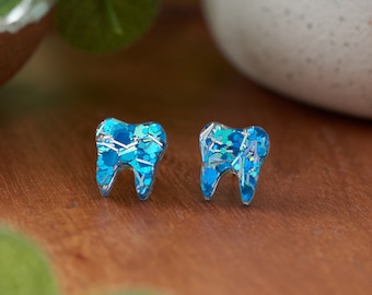 SKY BLUE | Tooth Earrings | Single Set | Dental Hygienist, Dental Assistant, Dentist, Student, Dental Gift