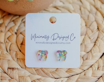 GOREGOUS GLITTER | Tooth Earrings | Single Set | Dental Hygienist, Dental Assistant, Dentist, Student, Dental Gift