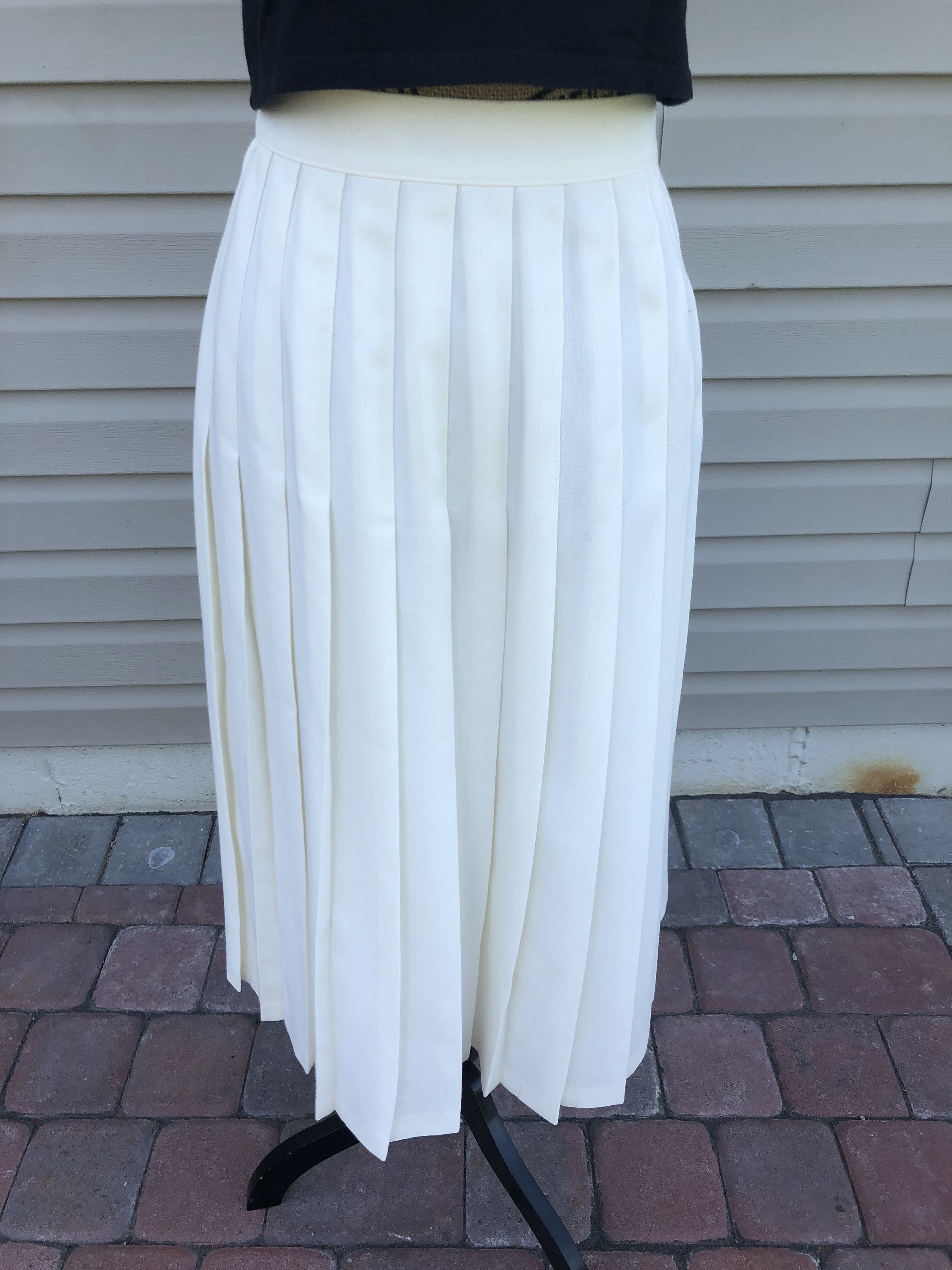 Cream White pleated skirt Size 14 UK fit size M 90s Vintage Etsy