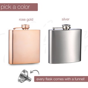 cheaper than THERAPY Flask Glitter Rose Gold or Silver 6 oz Liquor Hip Flask gift for sister mom mother best friend her christmas gift image 5