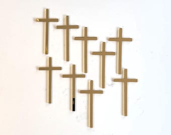 Adorno acrílico en forma de cruz para tartas / Amuleto religioso para tartas / Decoración para tartas de bautismo, comunión o primera comunión / Adorno dorado en forma de cruz para cupcakes
