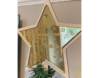 Adorno para árbol de Navidad personalizado / Adorno para árbol de Navidad / Acrílico espejado Elija entre plata o oro / Estrella de árbol