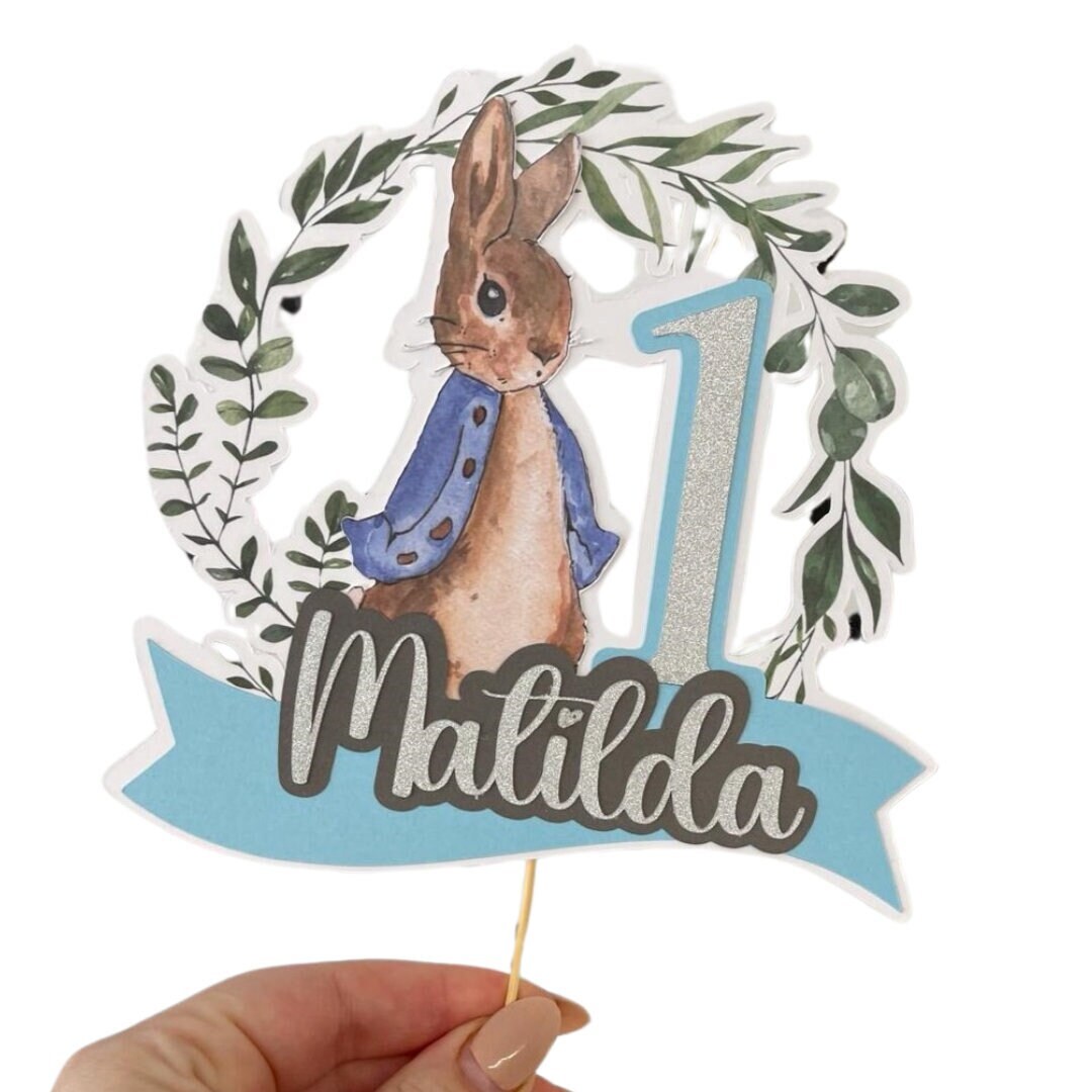 Large Peter Rabbit Cake Topper First Birthday Party Layered Cake Topper ...