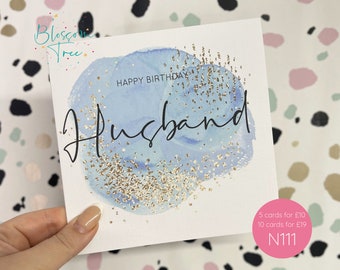 Happy Birthday Husband Card | Partner Birthday Card | Card for Hubby | Husband Card | Birthday card (Ref: N111)