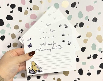 Winnie Baby Shower Advice for the Parents to be cards | Advice cards for mum | Baby Shower Game | Pack of 10 | Unisex Baby Shower