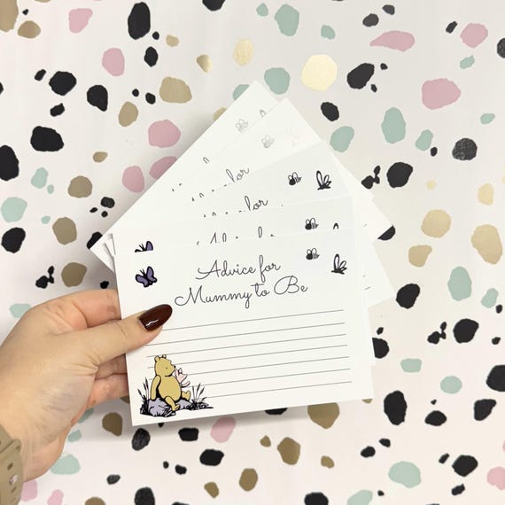 Winnie Baby Shower Advice for the Parents to be cards | Advice cards for mum | Baby Shower Game | Pack of 10 | Unisex Baby Shower