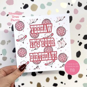 Yeehaw, c'est votre carte d'anniversaire | Cow-girl Cowboy d'anniversaire | Carte rétro | Carte de voeux (Réf : 118)