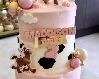 Adorno personalizado para tarta con nombre y edad – Adorno acrílico de doble capa para tarta de cumpleaños – Nombre personalizado que cambia de edad – Decoración para tarta con efecto espejo dorado