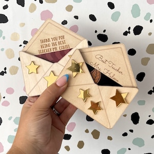 Porte-cartes en bois pour professeur | Cadeau de remerciement pour enseignant et garderie | Fin de mandat | Merci | Porte-bons | Porte-cartes cadeau