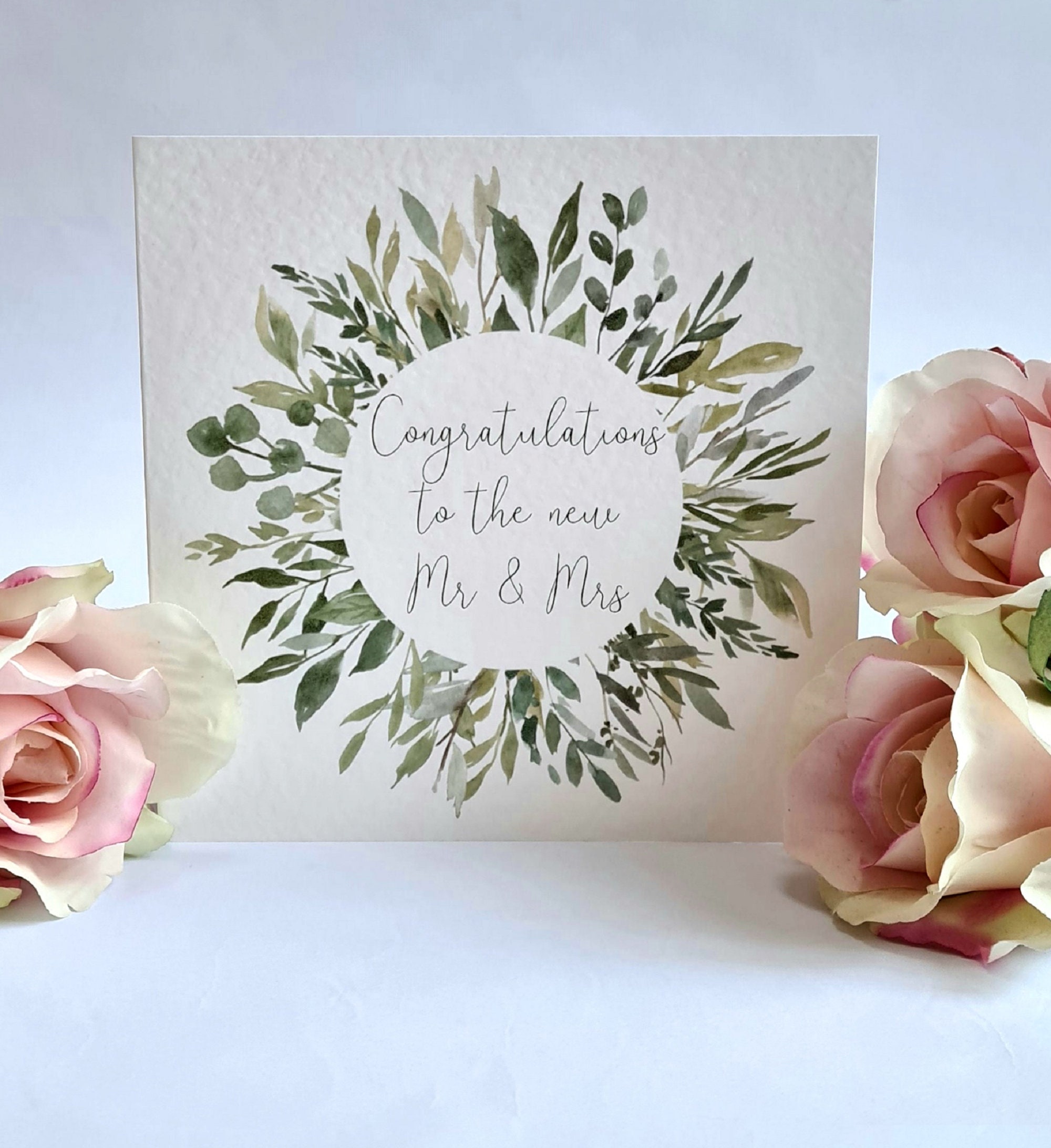 Wedding Card Botanicals Greenery Congratulations to the new | Etsy