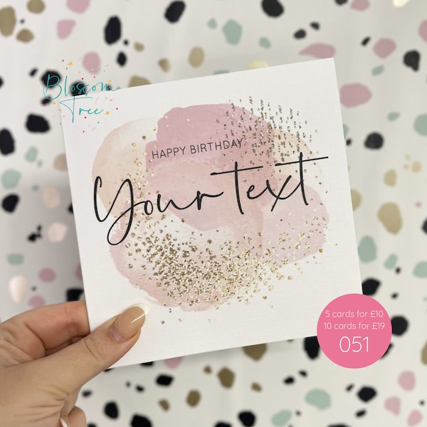 Personalised Happy Birthday Card | Birthday Card for her | Ladies Card | Family | Friend card | Custom Card (Ref: 051)