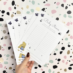 Jeu d'articles pour baby shower de Winnie l'ourson - A5 | Paquet de 10 | Jeux de baby shower | Décoration unisexe pour baby shower | Ourson ourson