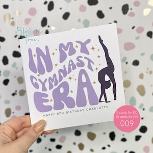 personnalisé à l'époque de la gymnaste | de gymnastique de joyeux anniversaire | Carte d'adolescent | Bravo | Fille | Fille violette (Ref : 009)