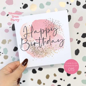 Carte de joyeux anniversaire | carte d'anniversaire | carte d'anniversaire de Madame | Carte d'anniversaire pour elle | carte moderne | femme | Petite amie (Réf : 015)