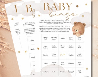 Teddy Bear Baby Shower Bingo Game | Baby Shower Bingo for 20 guests