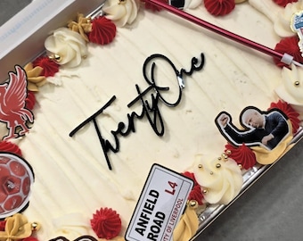 Adorno para tarta Twenty One: decoración acrílica para tarta de 21 cumpleaños, con letras modernas y diseño plano.
