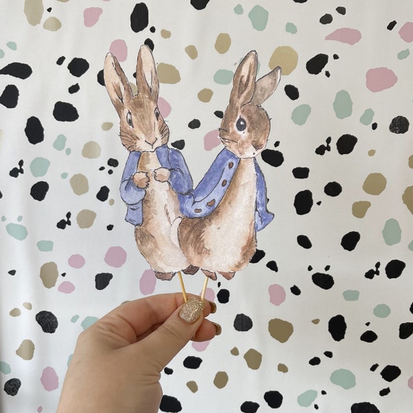 2 Large Peter Rabbit Cake Toppers - Cake Topper - Baby Shower - Birthday Party - Christening Party - Peter Rabbit Party