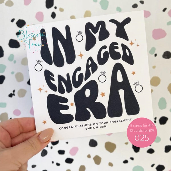 Personalised In my Engaged Era | Happy Engagement Card | Newly Engaged card | Taylor Swift style (Ref: 025)