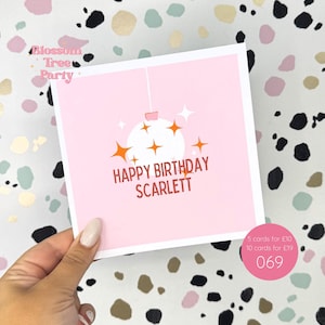 Carte d'anniversaire personnalisée | Carte d'anniversaire boule disco | Carte rétro | Carte de voeux (Réf : 069)