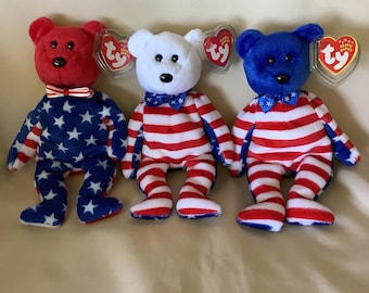 Ty Liberty Bear Set Iconic Initial Issue New Mwmt + More Investment Quality