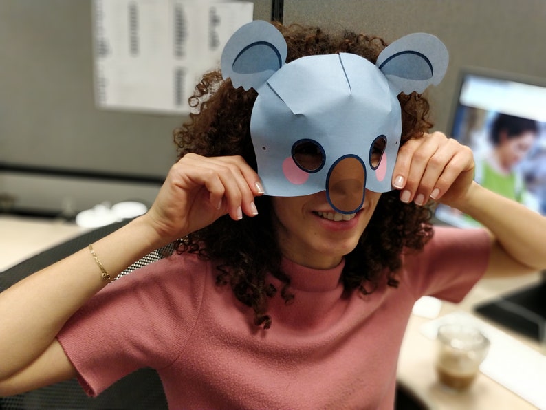 Koala Mask Printable koala costume animal mask grey halloween Etsy