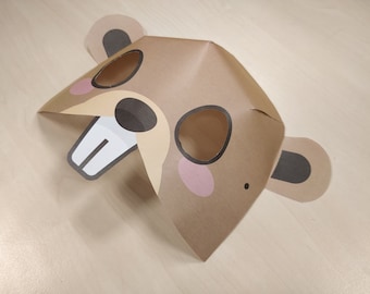 Beaver Mask Printable Beaver costume animal mask