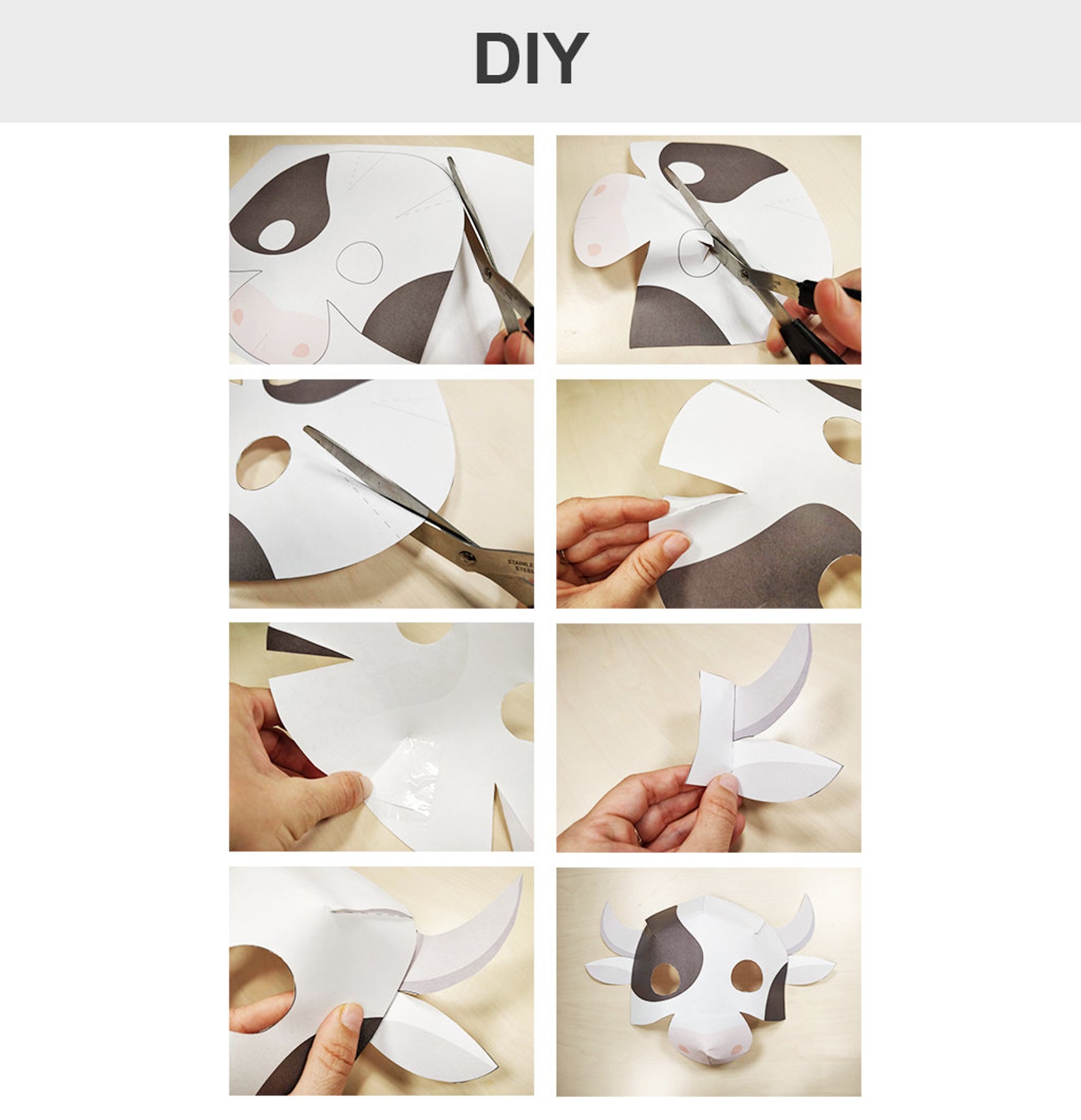Cow Mask Printable Cow Costume Farm Animal Mask - Etsy Canada