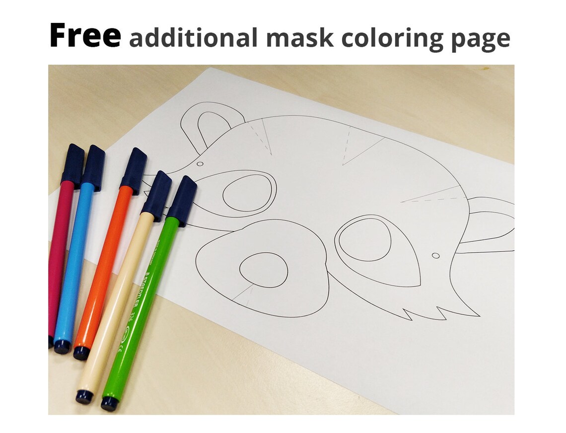 Raccoon Mask Printable Raccoon Costume Animal Mask - Etsy