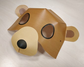 Máscara de Oso Disfraz imprimible safari máscara de animal halloween