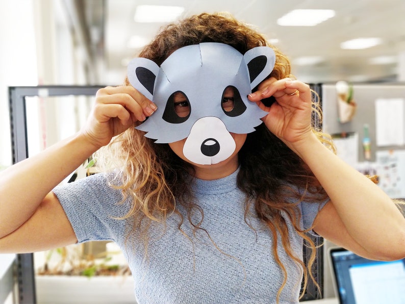 Raccoon Mask Printable waschb\u00e4r maske costume animal grey halloween
