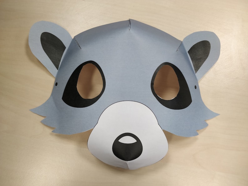 Raccoon Mask Printable waschb\u00e4r maske costume animal grey halloween