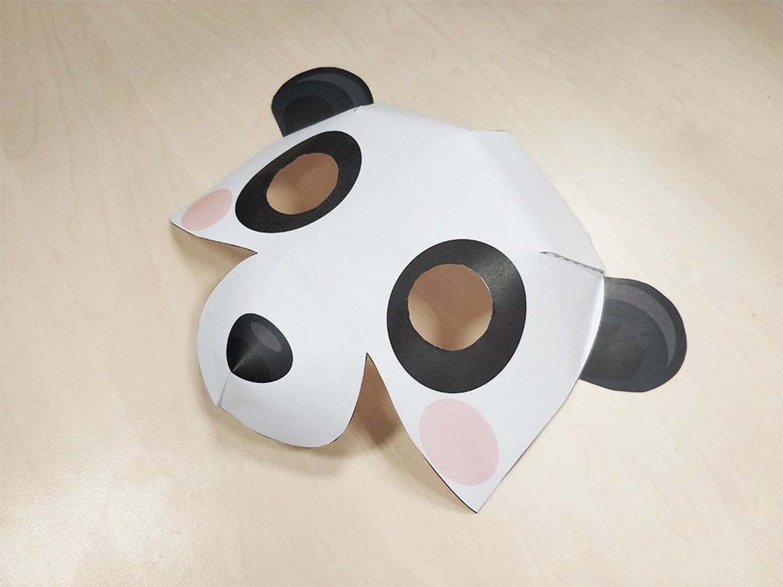 Panda Bear Mask Printable Panda Bear Costume Animal Mask Halloween - Etsy