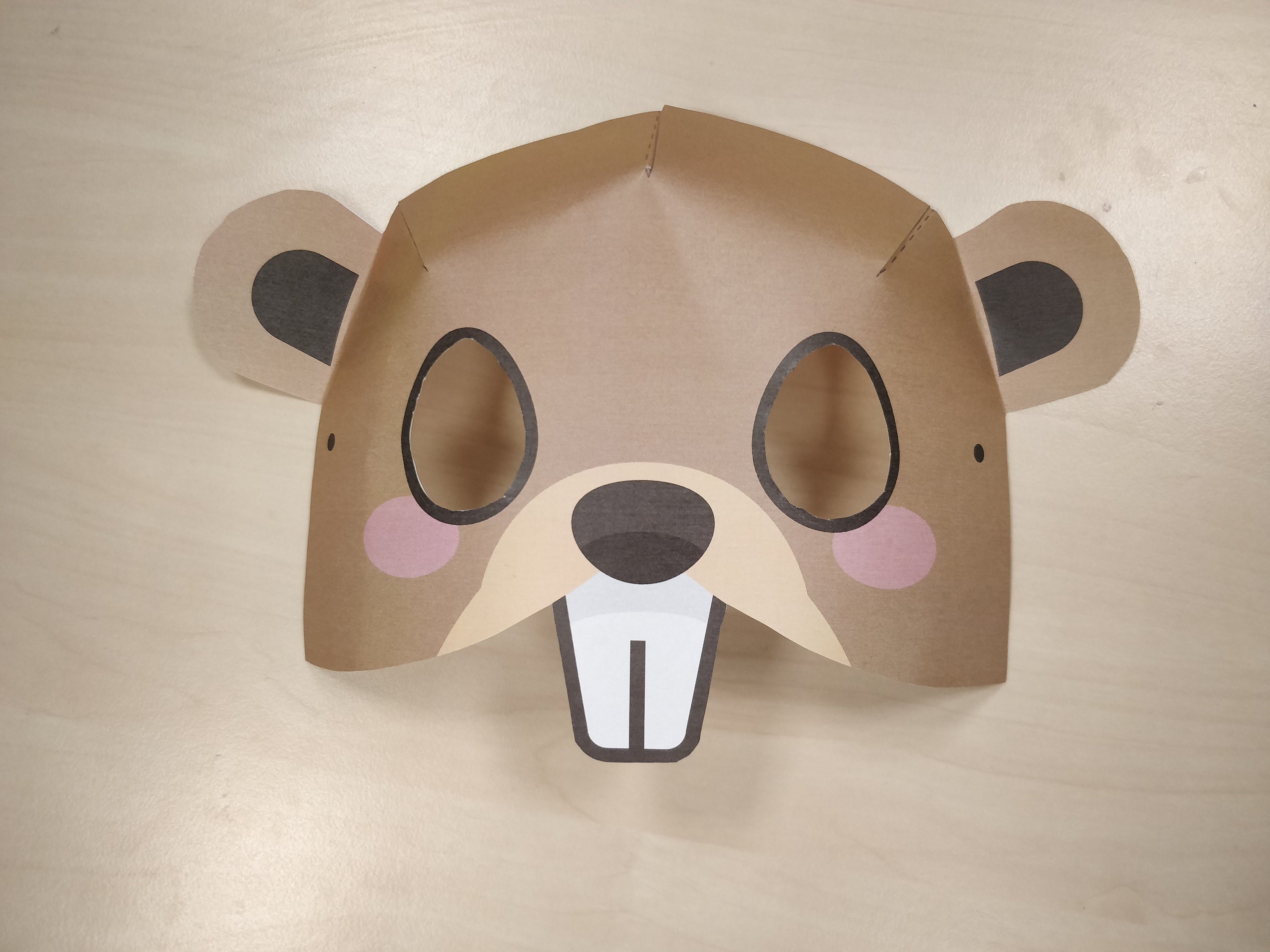 Beaver Mask Printable Beaver costume animal mask Etsy