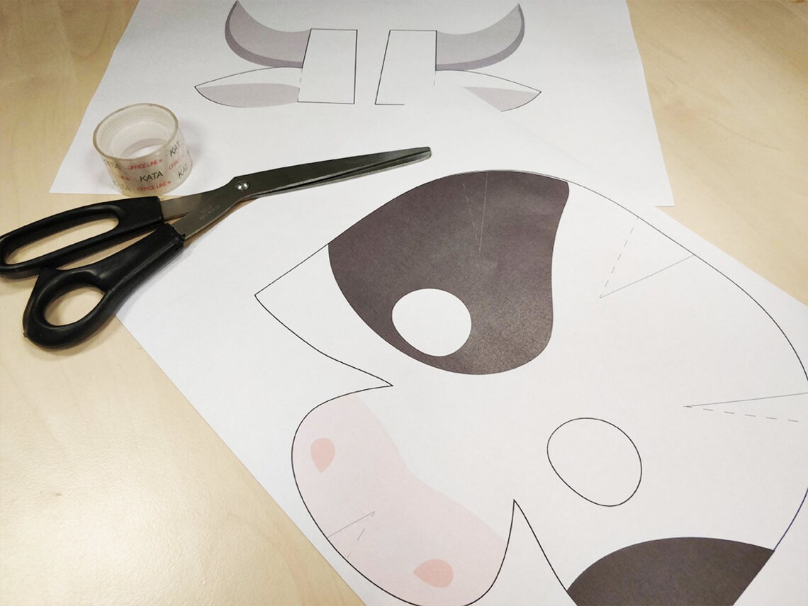 Cow Mask Printable Cow Costume Farm Animal Mask - Etsy Canada