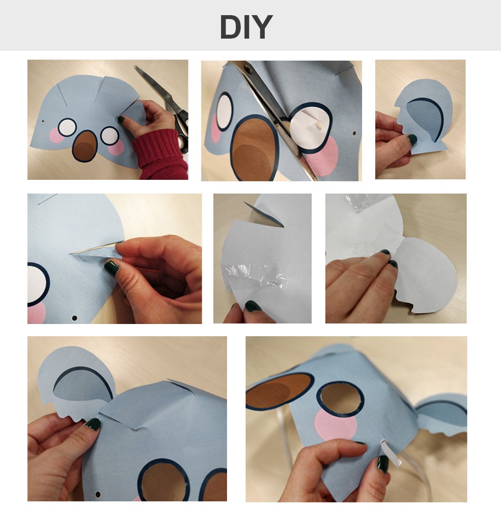 Koala Mask Printable Koala Costume Animal Mask Grey Halloween - Etsy